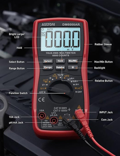 AstroAI Digital Multimeter TRMS 6000 Counts Volt Meter Ohmmeter Auto-Ranging