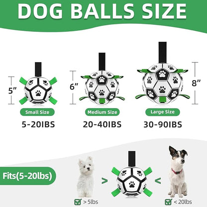 QDAN Dog Toys Soccer Ball with Straps, Interactive Toys for Tug of War, Puppy Birthday Gifts, Dog Water Toy, Durable Balls World Cup for Small Dogs（5 Inch）