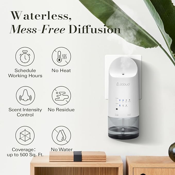 JCLOUD Plug in Diffuser for Essential Oils, 2 Pack Waterless Scent Diffuser