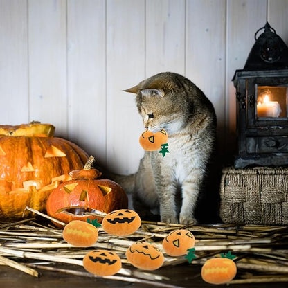 6pcs Halloween Pumpkin Catnip Toy，Hallowen Indoor Pumpkin Shaped Cat Toy Plush Interactive Chew Bite Toys for Cat Kitten Indoor Festive Holiday Cat Lover Gift
