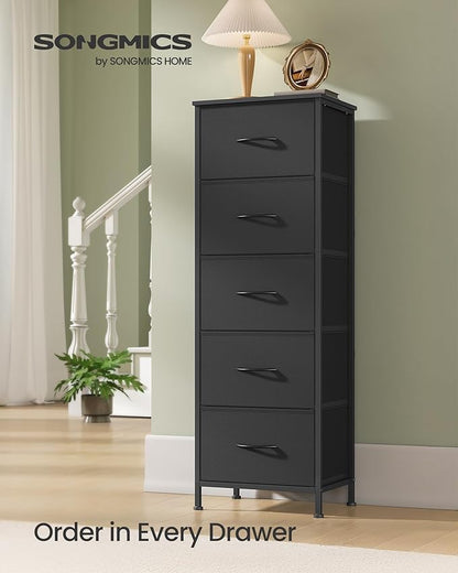 SONGMICS Dresser for Bedroom, Chest of Drawers, 5 Non-Woven Fabric Drawers