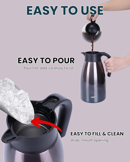 GiNT 2.2L / 74Oz Thermal Coffee Carafe, Insulated Stainless Steel Coffee Carafes