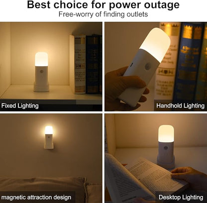 Motion Sensor Night Lights Indoor, Rechargeable Night Light Battery Powered, Portable Nightlight with Adjustable Brightness Activated Table Lamp for Kids, Adults(Cool White, 4Pack)