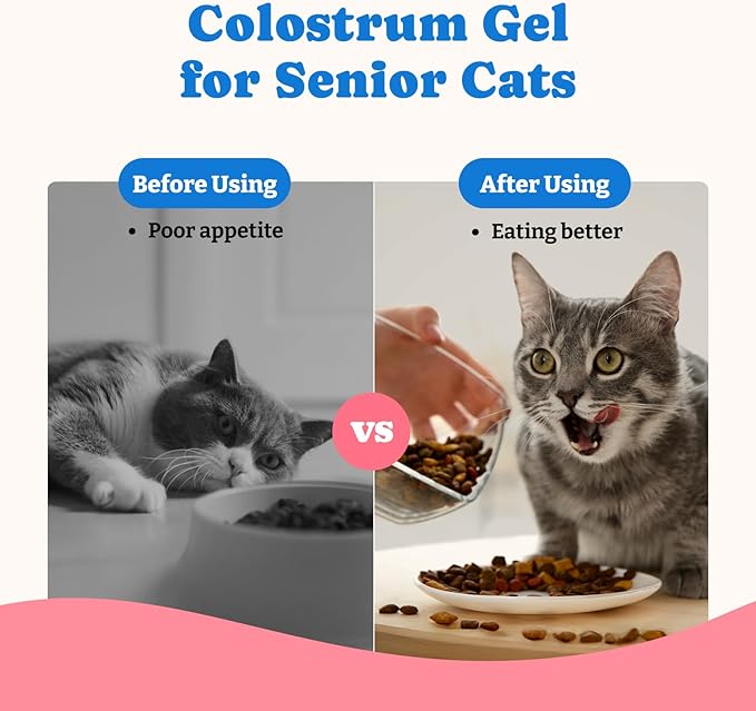 Bovine Colostrum Nutritional Gel for Dog & Cat - High Calorie Supplement for Dogs and Cats, Support Appetite for Cat, Immune Support, Dog Weight Gainer, Senior Dogs Cats Supplement