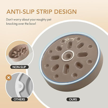 Ceramic 1.2 Cup Dog Raised Slow Feeder Set, Elevated Bowl