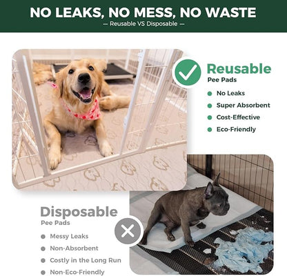 FXW Washable Pee Pads for Dogs, Super Absorbent, 71" Square, 2 Packs | Machine washable, Non-slip backing, Fits 32"/40"/45"H 8-Panel FXW Rollick/Homeplus Playpens