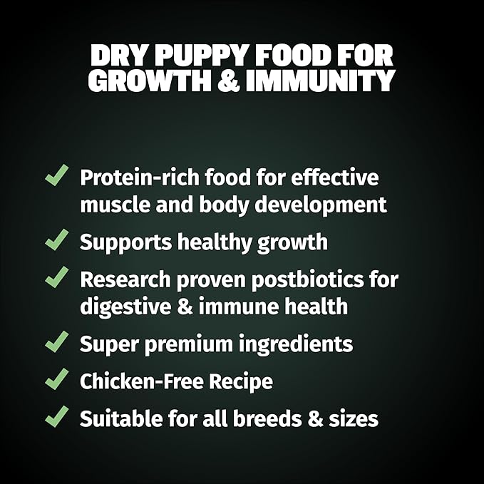 Bully Max Puppy Food 24/14 High Protein & Growth Formula - Dry Dog Food with Lamb and Rice for Small Dogs and Large Breed Puppies - Natural, Slow-Cooked, Sensitive Stomach Pet Food, 5-Pound Bag