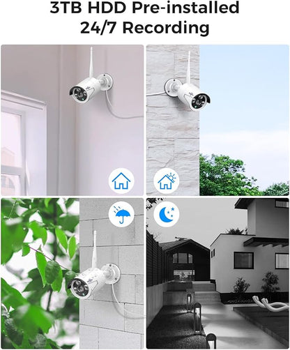 Hiseeu Home Security System, 2.4G/5G Wireless WiFi Pro, 4K NVR