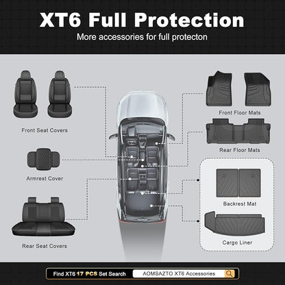 Cargo Liner & Third Row Seat Back Mats Custom Fit for Cadillac XT6 2020–2025 2026, TPE All Weather Waterproof Rear Cargo Mat Rear Trunk Liner Back Seat Cover Protector Trunk Mat Tray Pad Boot