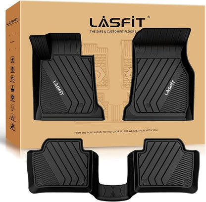 LASFIT Floor Mats for BMW 3 Series 2012-2018 320i 328d 328i 330e 330i 335i 340i M3 RWD & Sedan Only(Not for 335is, X-Drive, GT), All Weather TPE Custom Fit Car Liners 1st & 2nd Row Mat, Black