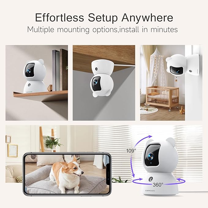 2.5K Indoor Camera 2pack, Non-Subscription AI Person/Pet/Cry Detection
