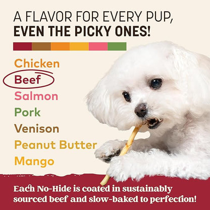 Earth Animal No Hide Stix - Long Lasting Rawhide Free Small Dog Chews Sticks, Beef - 40 Count Extra Value Pack
