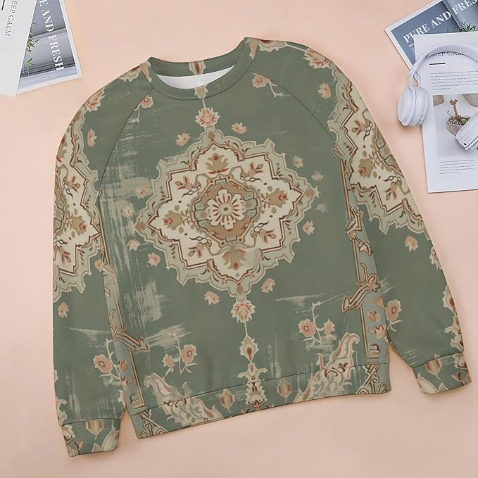 Womens Long Sleeve Tops Y2k Japanese Art Print Sweatshirts Fall Pullover for Women Crewneck Vintage Shirts Boho Tops