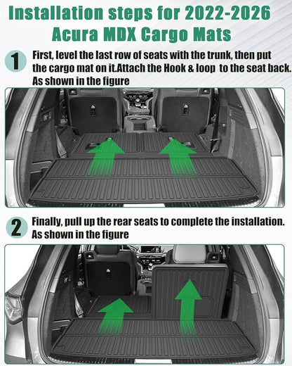 Original 2022-2026 MDX Cargo Liners & Backrest Mat for Acura MDX - Custom Fit Upper and Lower Position Trunk Mat & 3rd Row Seat Backrest Mat - All Weather Odorless TPE Car Mats for Acura MDX 2022-2026