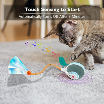 YVE LIFE Interactive Cat Toys Ball for Indoor Cats,[2025 Newly Upgraded] Agile Moving Cat Ball with Elastic Mesh Tail,Automatic Kitten Toys for Bored Indoor Adult Cats,Motion Activated (Dark Green)