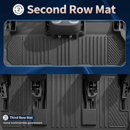 Floor Mats for 2024-2026 Chevrolet Chevy Traverse & for 2024-2026 GMC Acadia & for 2025-2026 Buick Enclave Accessories 7-Seat Bucket Chairs All Weather TPE Cargo Mat with Backrest Mat Black