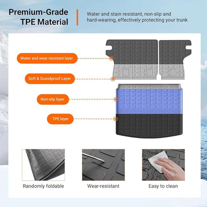 powoq Cargo Mat Compatible with 2017-2025 Jeep Compass Trunk Mat Rear Back Seat Protector Cargo Liner TPE Replacement for 2017-2024 2025 Jeep Compass Accessories (Trunk Mat+Backrest Mats)