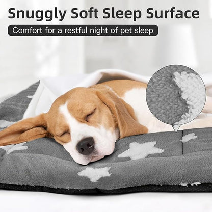 Mora Pets Cat Bed for Indoor Cats Washable Dog Crate Pad Cute Star Dog Bed Mat for Small Dogs Pet Kennel Pad for Cage Soft Flat Puppy Kitten for Sleeping Anti-Slip Grey 22 x 13 inch 2 Pack