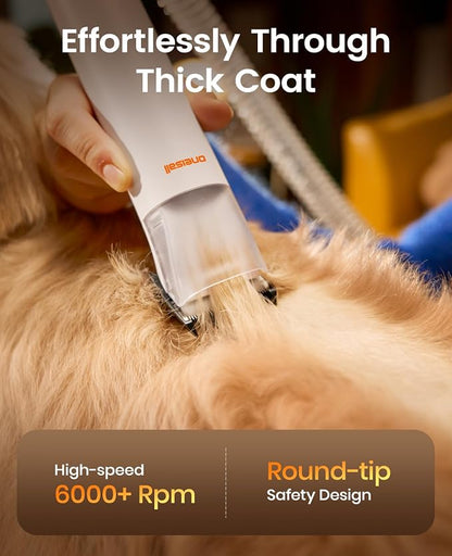 oneisall Dog Grooming Vacuum - 15000Pa Suction, Captures 99% Pet Hair to Reduce Shedding, Dog Grooming Clippers & Quiet Brush (≤59dB) with 4 Accessories, 2L Dust Canister for Home Cleaning（Orange） | 15000Pa Suction Power, Dog Grooming Kit, Low Noise≤59...