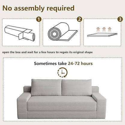 70.78" Loveseat Sofa, Modern Small Corduroy Couch Comfy Deep Seat for Living Room, Bedroom, Apartment, Home Office, No Assembly, Light Grey