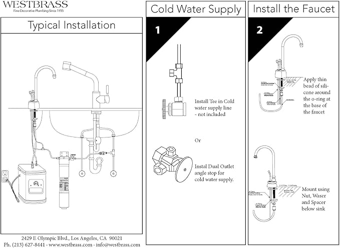 Westbrass A272HFP-12 Develosah 2-Handle Hot and Cold Water Dispenser