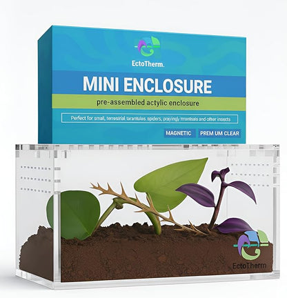 EctoTherm Acrylic Tarantula Enclosure - Versatile Terrarium for Terrestrial Tarantula, Scorpion, Isopod, Jumping Spider, Millipede, Snail, Small Reptile & Insect Habitat Kit