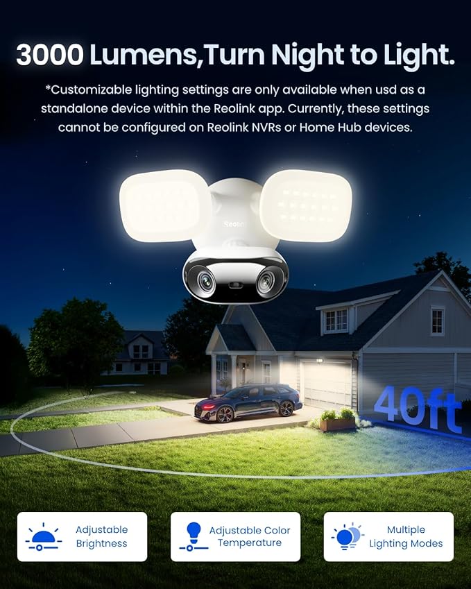 REOLINK Elite Floodlight WiFi, 4K 8MP 180° Panoramic Wired Floodlight Camera