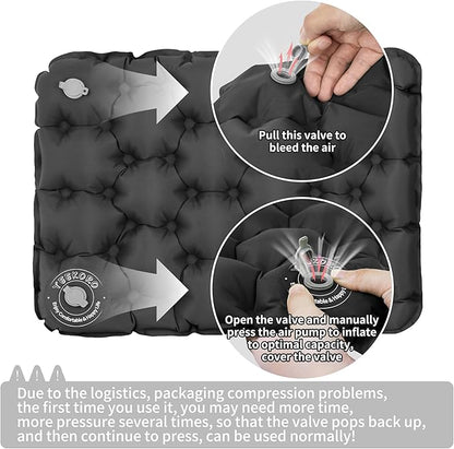 YEEKORO Inflatable Seat Cushion, Lightweight Camping Air Sitting Pad with Repair Cloths, Waterproof Air Seat Cushion, Portable Push-Press Seat Cushion for Airplane Travel Hiking Office Stadium Seat
