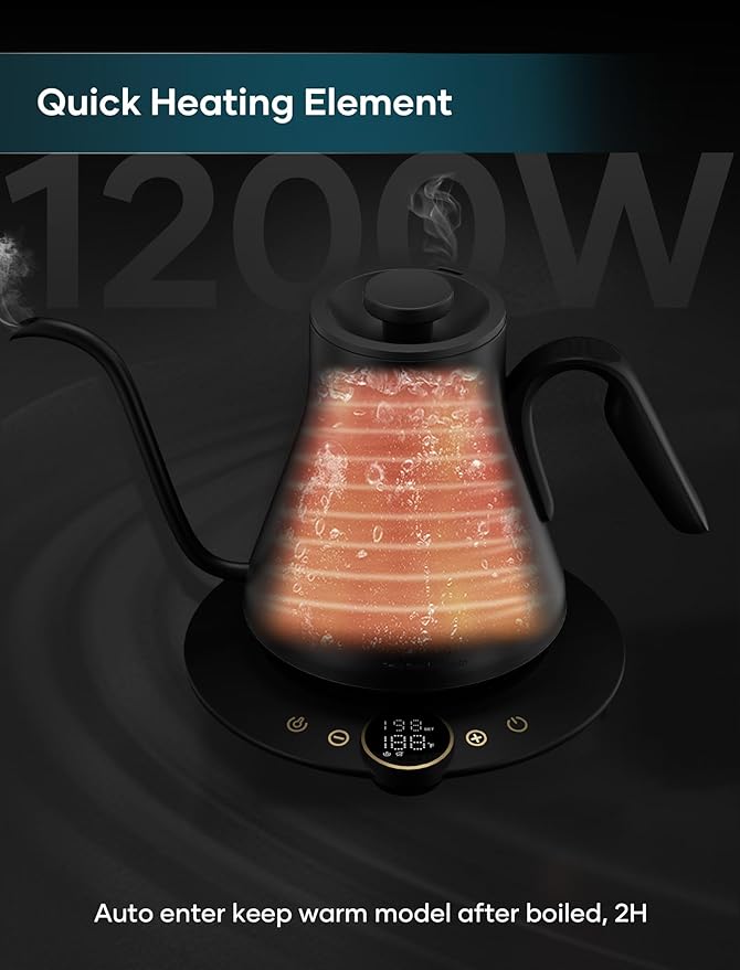 Gooseneck Electric Kettle with ±1℉ Temperature Control