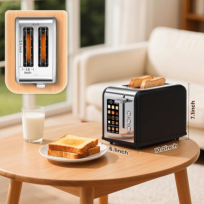 2 Slice Easy Touch Screen Toaster, Stainless Steel Toaster