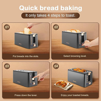 Mecity 4 Slice Toaster, Long Slot Toaster