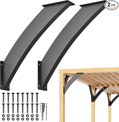 Uphode Q235-Steel Integrated Arc 2''x4''(Actual Tube Dia: 1.5''x 3.2'') 45 Degree Angle Support Brackets Heavy Duty 2Pack