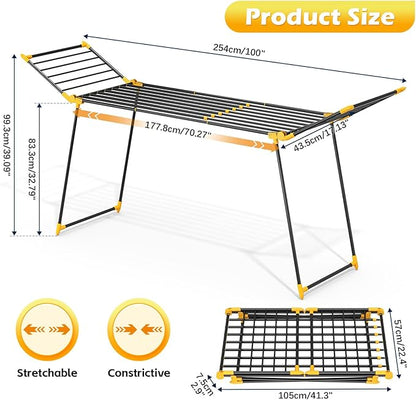 APEXCHASER Clothes Drying Rack Foldable, Large Drying Rack Clothing Retractable