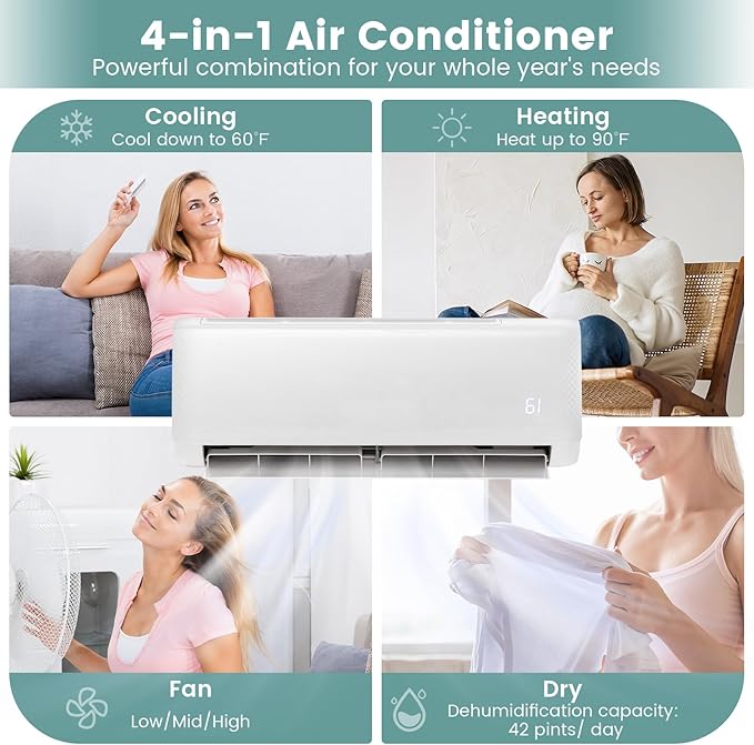 RELAX4LIFE Mini Split Ac/Heating System, 12000 BTU Ductless Mini Split Air