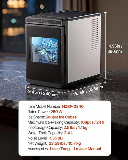 VEVOR Countertop Ice Maker, 22 lbs per Day, Self-Cleaning Portable Machine
