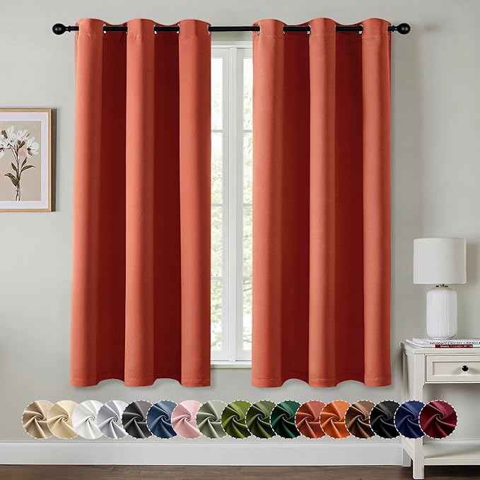 MIULEE Burnt Orange Blackout Curtains
