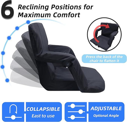 VANCUS Stadium Seats for Bleachers Back Support - Wide Padded Cushion Portable Reclining Bleacher Seat Camping Stadium Chair Waterproof