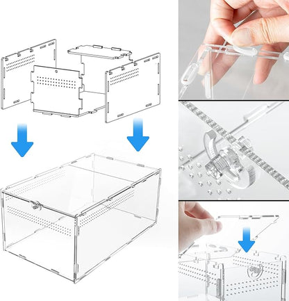 REPTI ZOO Large Tarantula Enclosure Spider Enclosure 14" X 8" X 6", 2 in 1 Acrylic Aboreal Breeding Box for Mantis Snail or Terrestrial Breeding Box for Cricket Jumping Spiders Tarantula