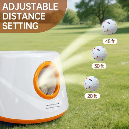 Automatic Ball Launcher for Dogs with 6pcs 2.3 Inch Etpu Tennis Balls,Thrower Distance 20-45ft,interacive Dog Toys for Indoor/Outdoor for Small Or Medium Dogs (Orange)