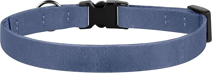 Breakaway Cat Collar Leather with Removable Bell - 13 Colors Available - Soft Adjustable Girl Boy Safety Lightweight Pet Kitten Collars Pink Brown Blue Green Red Orange Black (Denim)