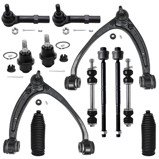 Detroit Axle - 12pc Front End Kit for Silverado Suburban 1500 Avalanche Tahoe Sierra Yukon XL 1500 Escalade, Upper Control Arms