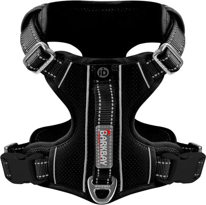 BARKBAY Dog Harness No Pull with ID Tag Pocket - Heavy Duty, Reflective, Easy Control for Large Dogs(Black,M)