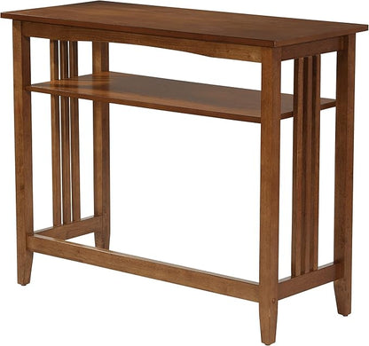 OSP Home Furnishings Sierra 36-Inch Sofa Table with Lower Storage Shelf and Mission Style Side Panels, Ash Brown