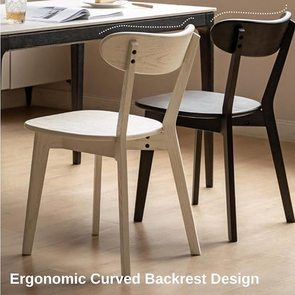 Hymus 100% Solid Oak Wood Dining Room Chairs - Practical Kitchen Chairs for Dining Room, Kitchen, Living Room (4, Black)