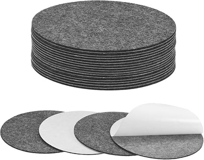 20-Pack Lamp Base Felt, 5 Inch Dia. 2mm Thick Self Adhesive Round Fabric Felt Pads for Lamp/Furniture/DIY, Non-Slip Fiber Backed Patch Circles with Adhesive Backing [Grey]