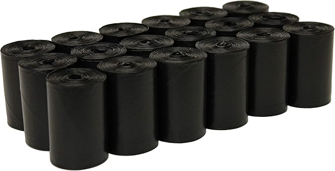 FiveStarPet Extra Large 9" x 15" Made in USA Easy Open Poop Bags Dog Waste Bags, 18 Refill Rolls, 270 Bags (Unscented Black W/Out Dispenser)