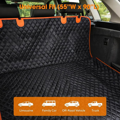 MIXJOY SUV Cargo Liner for Dogs, Waterproof Cargo Liner for SUV, Pet Dog Cargo Cover Mat with Bumper Flap Protector, Nonslip Car Trunk Mat for Sedans Vans, Universal Fit (90" L x 55" W)