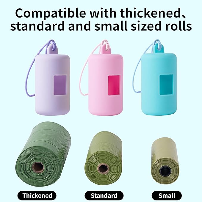 3Pack Dog Poop Bag Holder for Leash,Integrated Molding Soft Plastic Pet Waste Bag Dispenser with Elastic Loop Protable Doggie Poop Bag Dispensers