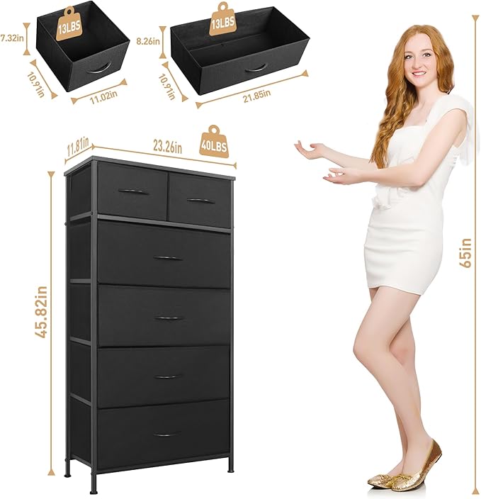 Mifuro Tall Dresser for Bedroom, Vertical Storage Organizer Tower