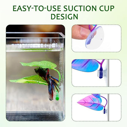 Betta Fish Tank Accessories, 4 PCS Betta Fish Hammock Toys Betta Resting Spot Fish Hideout Will Not Damage The Fish'S Tail Suitable for Sleeping Resting Hiding Playing Breeding